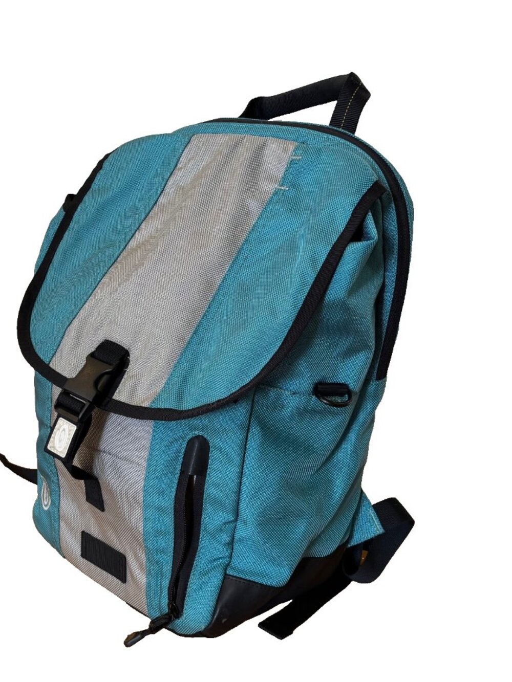 Vintage Blue Gray Colorblock Stripe Timbuk2 Laptop Padded Backpack Front Flap